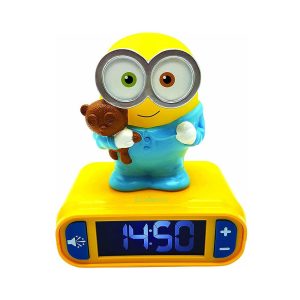 Lexibook Despicable Me Minions Childrens Clock With Night Light - Yellow/Blue