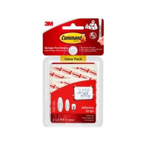 3M Command Adhesive And Refill Strips 8 Small 4 Medium 4 Large Strips 4.4Kg Weight Capacity Value Pack - White