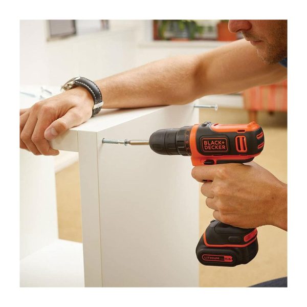 Black & Decker 10.8V Cordless Drill Driver With 1 x 1.5Ah Lithium-Ion - Black/Orange - Image 4