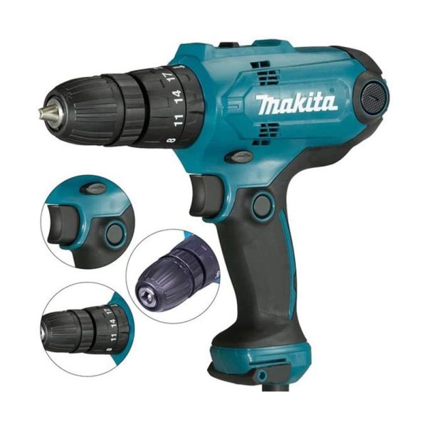 Makita Combi Drill Corded Hammer Drill Driver 10mm 320W 240V - Image 6