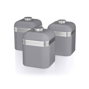 Swan Retro Kitchen Storage Canisters Tea Coffee And Sugar Set of 3 - Grey