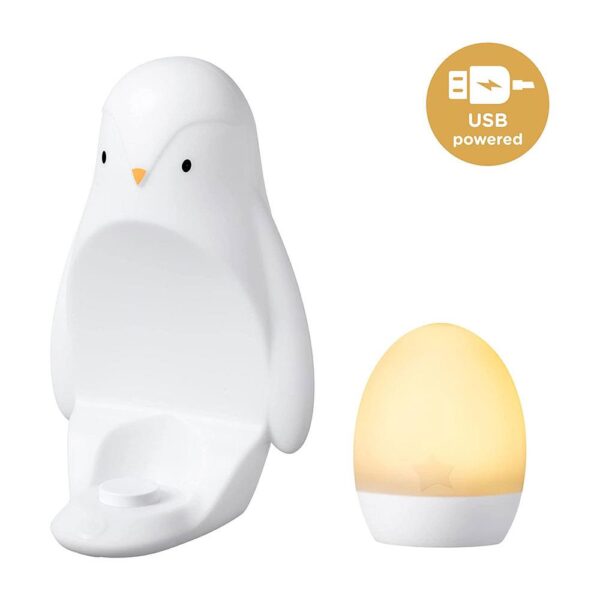 Tommee Tippee 2-In-1 Portable Penguin Nursery Night Light With Dimmable Rechargable Egg USB - White - Image 4