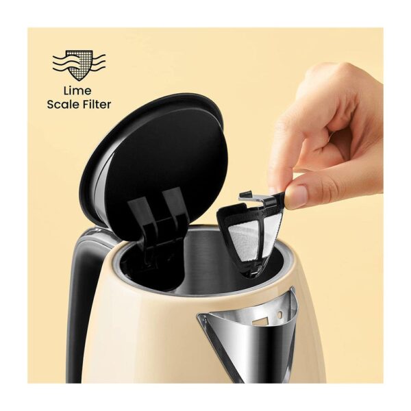 Comfee Electric Kettle Fast Boil Brushed Stainless Steel 3000W 1.7 Litres - Cream - Image 4