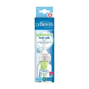 Dr Brown Options+ Anti-Colic Baby Feeding Bottle With Level 1 Teat Narrow Neck 120ml – 1 Pack