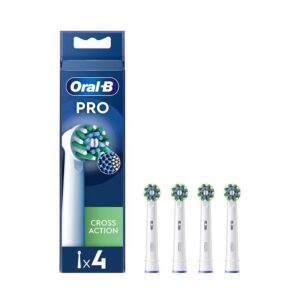 Oral B Pro Cross Action Electric Toothbrush Heads 4 Pack X-Shape And Angled Bristles - White