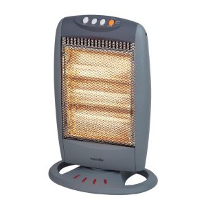 Warmlite 1200W Halogen Heater With 3 Heat Settings Safety Tip-Over Switch – Grey