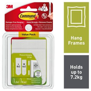 3M Command Picture Hanging Strips Value Pack 4 Pairs Medium 8 Pairs Large - White