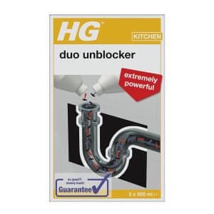HG Kitchen Duo Unblocker Kitchen Sink Quick And Powerful Drain Unblocker - 2 x 500ml