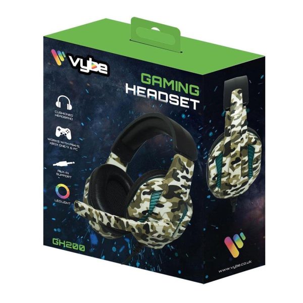 Vybe Camo Wired Gaming Headset With LED Lights - Jungle Green - Image 7