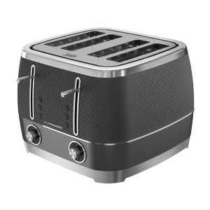Beko Cosmopolis Retro 4 Slice Toaster Extra Wide Slot Defrost Reheat And Cancel Functions 2000W - Granite Grey