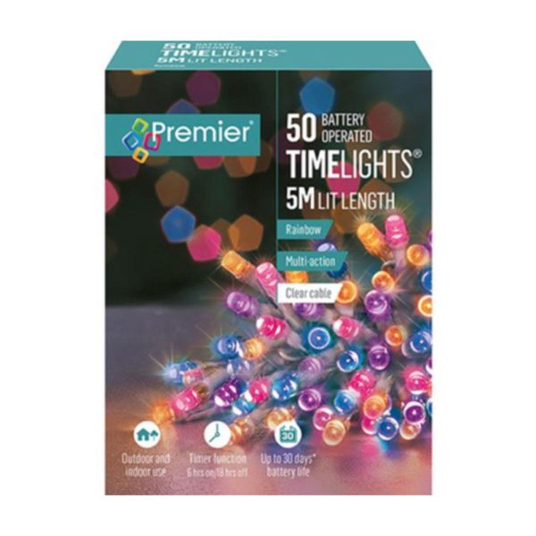 Premier 50 LED Multi Action Battery Operated Christmas Lights