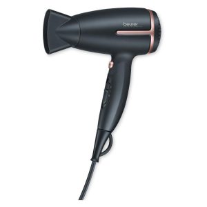 Beurer HC 25 Travel Hair Dryer With Ion Function Retractable 2 Heat Settings 1600W - Black And Rose