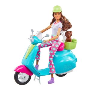 Barbie Fashionistas Holiday Fun Doll Scooter Puppy Figure And Accessories – Multicolour