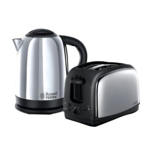 Russell Hobbs Lincoln 1.7 Litre Kettle And 2 Slice Toaster Polished Stainless Steel 3000W Twin Pack - Silver