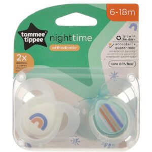 Tommee Tippee Night Time Orthodontic Glow In The Dark Soothers Pack of 2 – Assorted