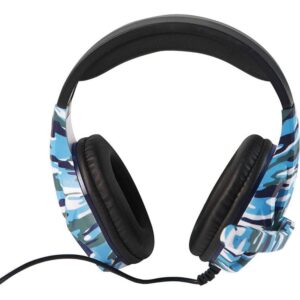 Vybe Camo Wired Gaming Headset With LED Lights - Marine Blue