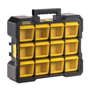 Stanley FatMax Flip Bin Deep Pro Organiser 12 Removable Compartments - Black/Yellow