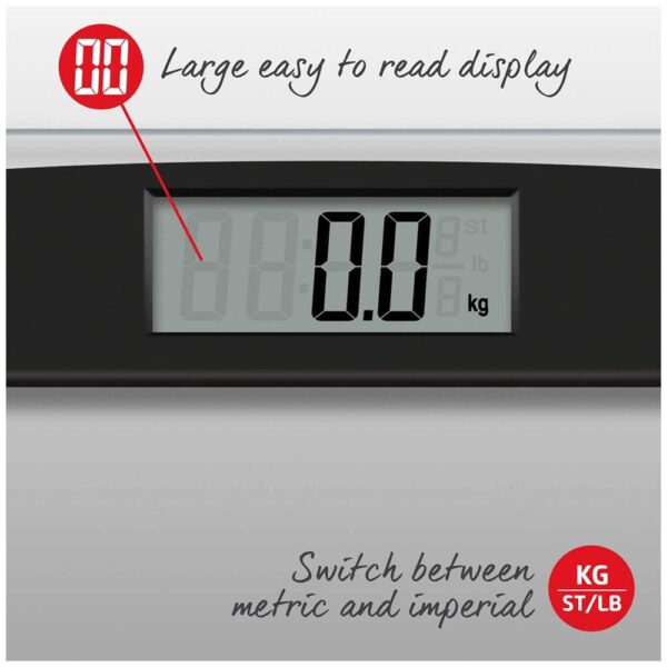 Salter Compact Glass Electronic Bathroom Scale 180kg Capacity - Clear - Image 3