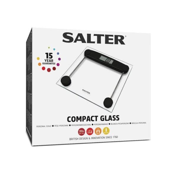 Salter Compact Glass Electronic Bathroom Scale 180kg Capacity - Clear - Image 5