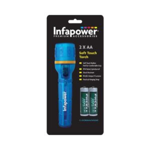 Infapower Splashproof Soft Touch Rubber Torch 2AA - Blue