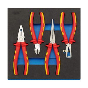Draper Expert VDE Approved Fully Insulated Plier Set In 1/2 Drawer EVA Insert Tray - 4 Piece