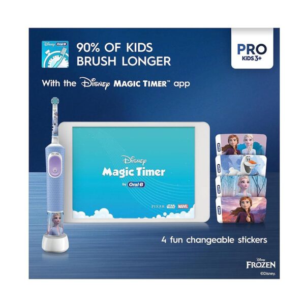 Oral-B Disney Frozen Pro Kids Electric Toothbrush 2 Modes With Travel Case Gift Set - Blue D12KIDSPROFRZGIFT - Image 2