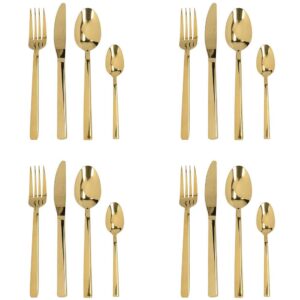Mikasa Ciara Diseno Gold Cutlery Set Spoons Teaspoons Forks Knives - 16 Piece