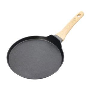MasterChef Pancake Pan Crepe Maker Tawa 25cm Non Stick With Wood Look Handle - Black