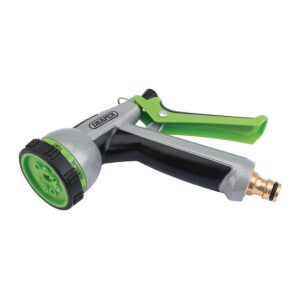 Draper 8 Pattern Spray Gun Lightweight Aluminium Garden Water Hose Spray - Green & Black