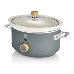 Swan Nordic Slow Cooker 3.5 Litres With Glass Lid & 3 Temperature Settings 200W - Grey