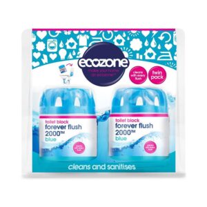 Ecozone Forever Flush 2000 Toilet Block Twin Pack Cleans With Every Flush 2 x 95g - Blue