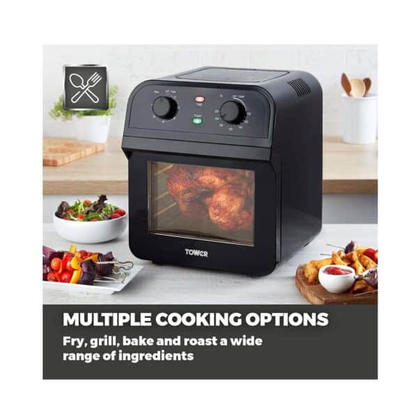 Tower Manual Air Fryer Oven With Rapid Air Circulation & 10 Preset Cooking Options 12 Litre - Black - Image 6