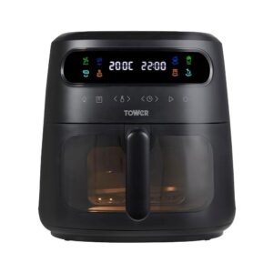 Tower Vortx Vizion Air Fryer With Colour Digital Display 7 One-Touch Cooking Functions 1750W 6 Litre - Black