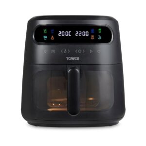 Tower Vortx Vizion Air Fryer With Colour Digital Display 7 One-Touch Cooking Functions 1900W 7.5 Litres - Black