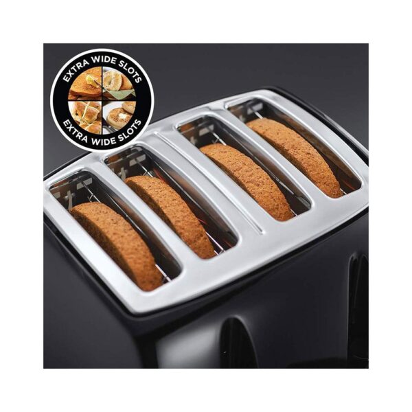 Russell Hobbs Textures 4 Slice Toaster With Extra Wide Slots 850W - Black - Image 3