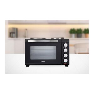Daewoo Electric Oven with Hot Plates Adjustable Temperature Control Stainless Steel Glass 1500 W 32 Litre – Black