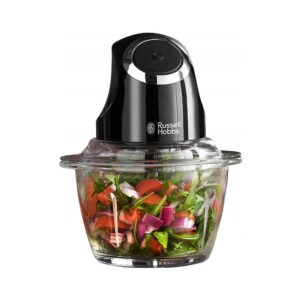 Russell Hobbs Desire Mini Chopper Vegetable And Onion Chopper 500 ml Glass Bowl 200 W – Matte Black