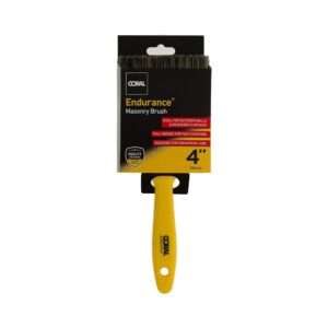 Coral Endurance Masonry Paint Brush With Synthetic Bristle Paintbrush Head 4 Inch – Yellow