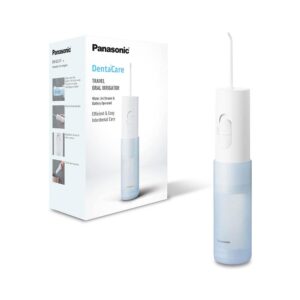 Panasonic Portable Oral Irrigator Travel Water Flossers With 2 Level Pressures Tooth Cleaner Nozzle – White/Blue