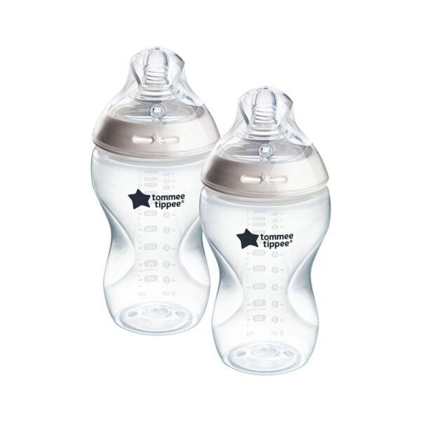 Tommee Tippee Closer To Nature Baby Bottle 340ml Anti-Colic Valve 2 Pack 3+ Months - Clear