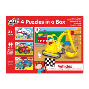 Galt 4 Puzzles In A Box Fun Colourful Vehicles Jigsaw Puzzles – Multicolour