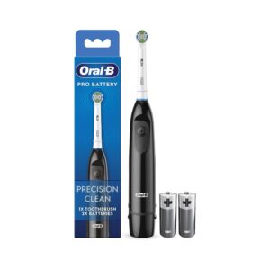 Oral-B Pro Battery Toothbrush Precision Clean Replaceable Brush Head With 2 Batteries – Black