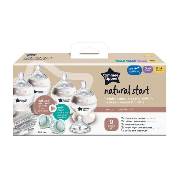 Tommee Tippee Closer To Nature Natural Start Newborn Starter Set Anti-Colic Baby Bottles 2 x 150ml & 2 x 260ml - Mixed Colour - Image 2