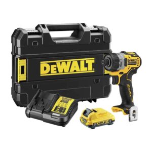 Dewalt 12V XR Brushless Sub-Compact Screwdriver 2 x 2.0Ah Batteries & Charger In TSTAK Kit Box – Black & Yellow