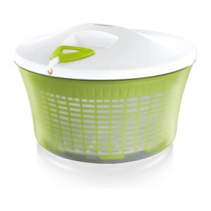 Leifheit Salad Spinner Signature Holds 5.5 Litres Large Clear Serving Bowl Colander Basket – Green & White