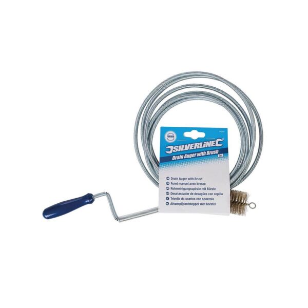 Silverline Drain Auger With Brush 3m - Silver - Image 2