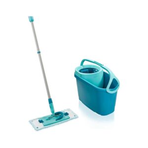 Leifheit Clean Twist M Ergo Mop & Bucket Set Moisture Controlled Spin 33cm Wide Mop – Turquoise