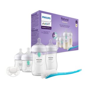 Philips Avent Natural Response Baby Newborn Gift Set 4 AirFree Vent Baby Bottle 125ml & 260ml 0-12 Months+ – Clear