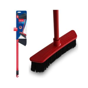 Vileda Universal Straight Soft & Stiff Synthetic Indoor Floor Broom With Handle – Red & Black