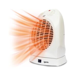 Igenix Upright Portable Oscillating Fan Heater With 2 Heat Settings 2000W – White